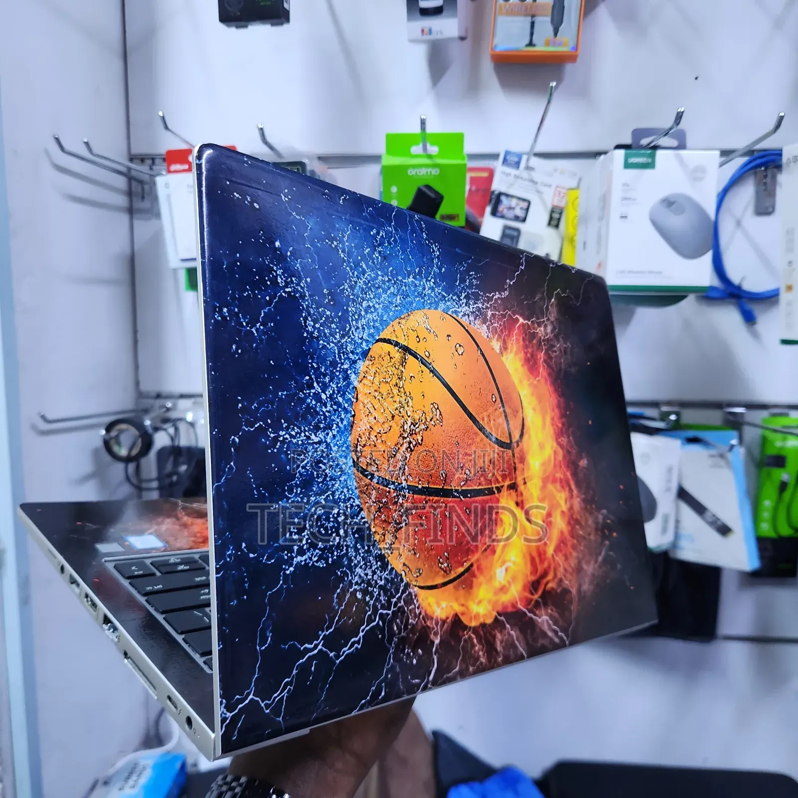 Basketball Hoop Theme Ball Fire Laptop Skin