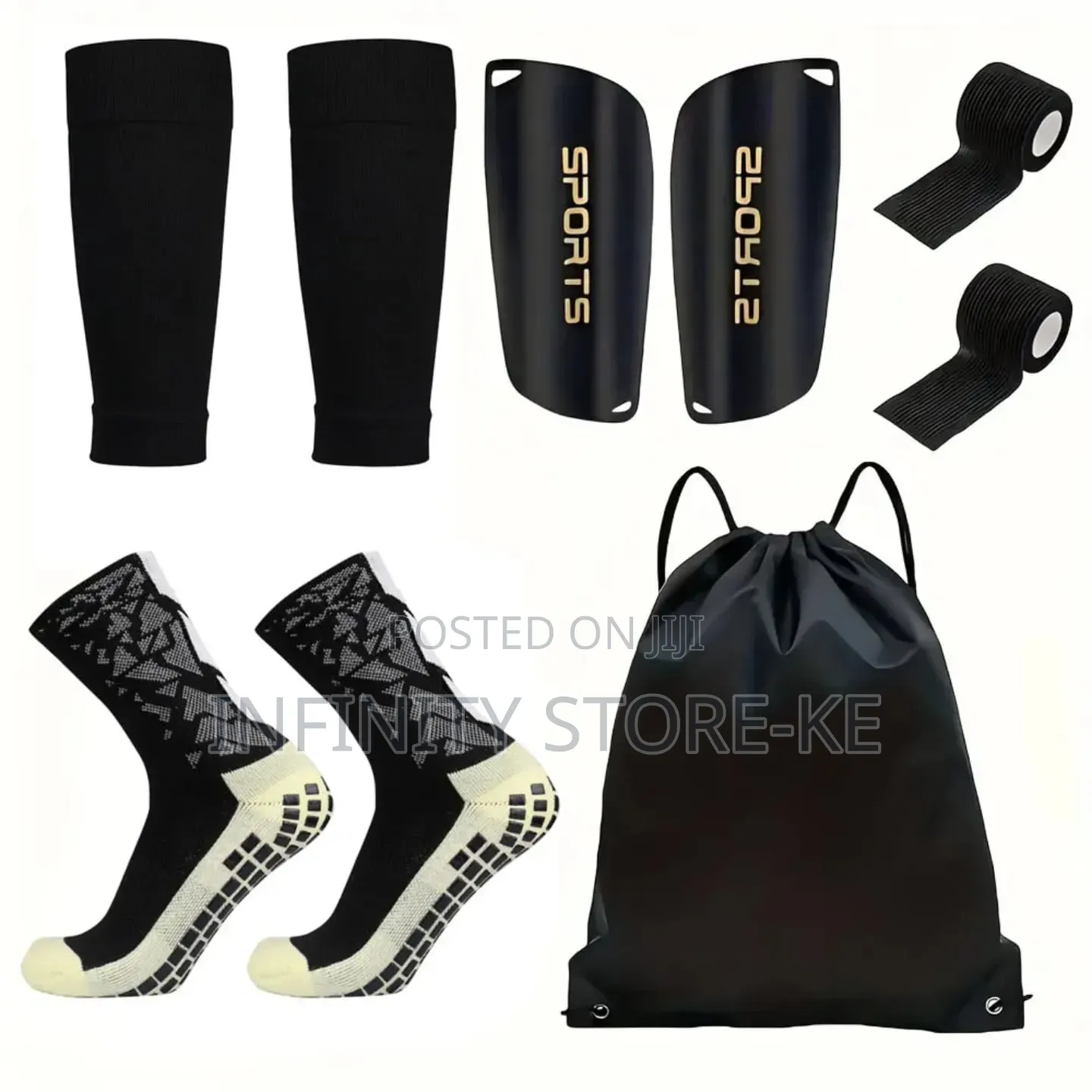 5-Piece Anti-Slip Soccer Gear Set With Grip Socks and Shin Guards