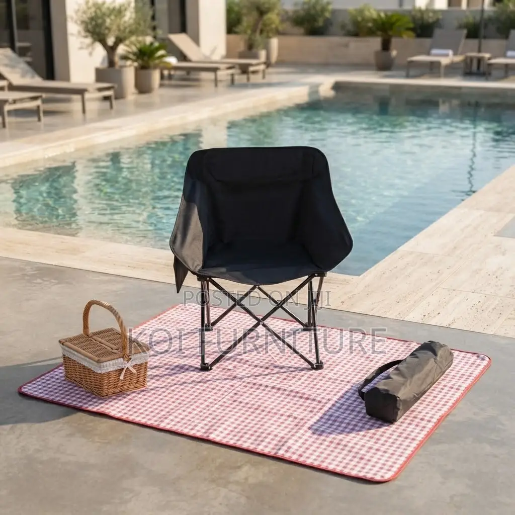Home Chairs; Foldable Black Outdoor Camping Chairs