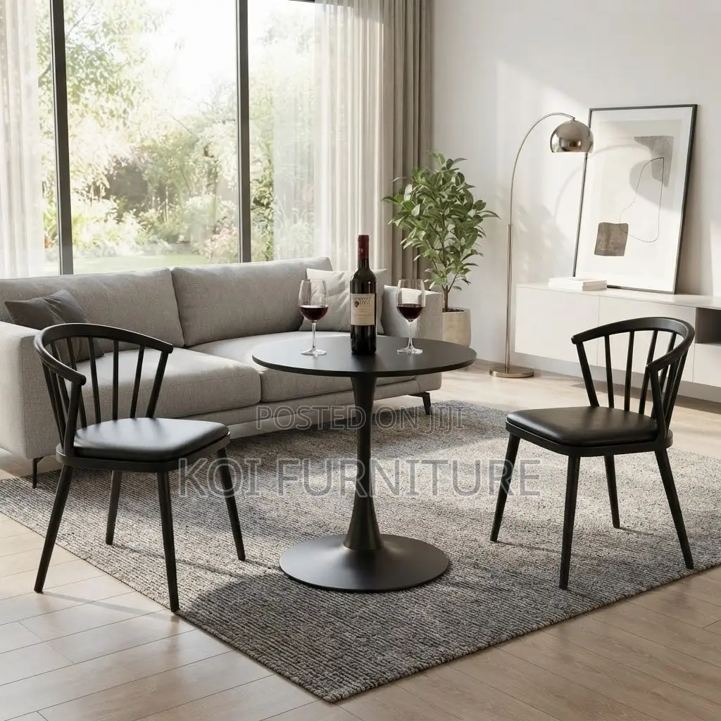 Coffee Table; Round Black Marble Home Office Table