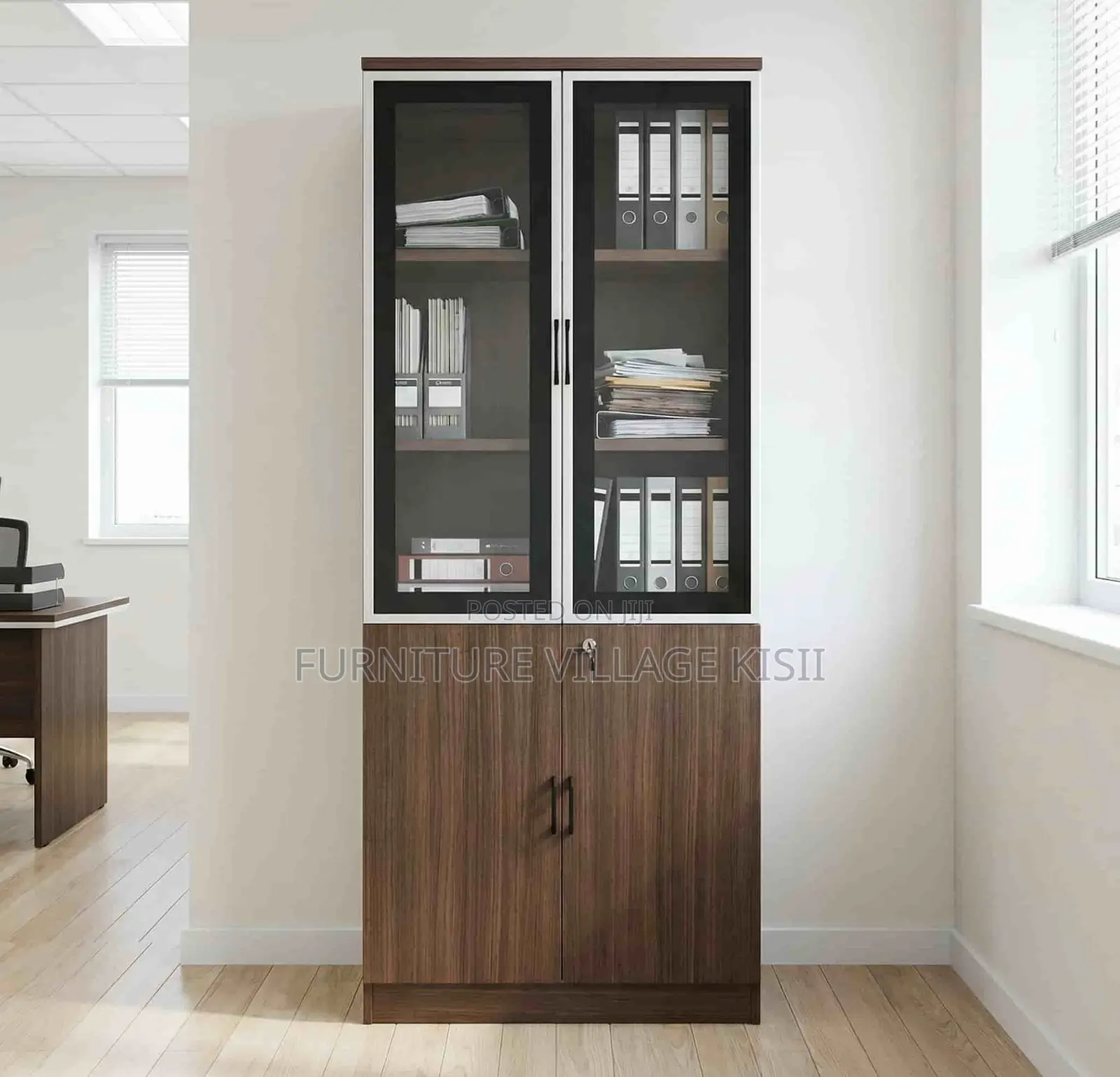 Office Cabinet: 2-Door Mahogany File Cabinet