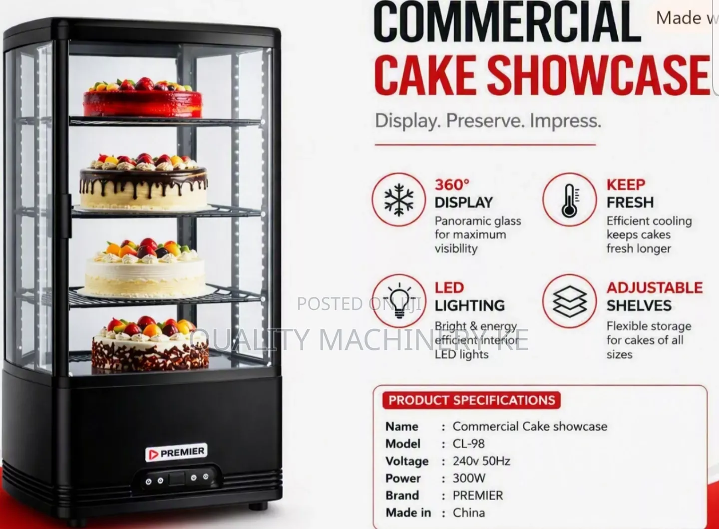 Quality Premier Commercial Cake Showcase