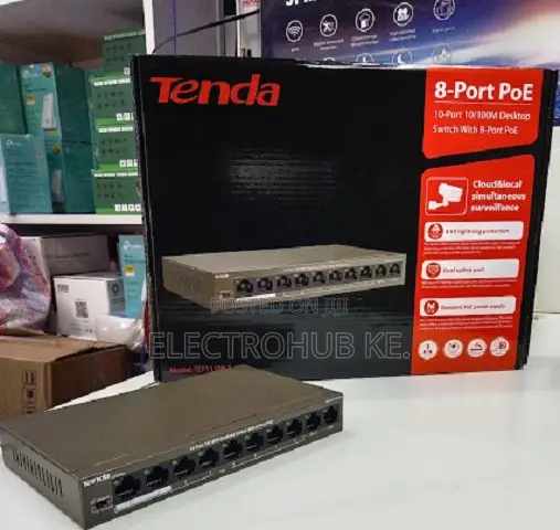 Tenda 8 Port Power Over Ethernet Switch for Surveillance