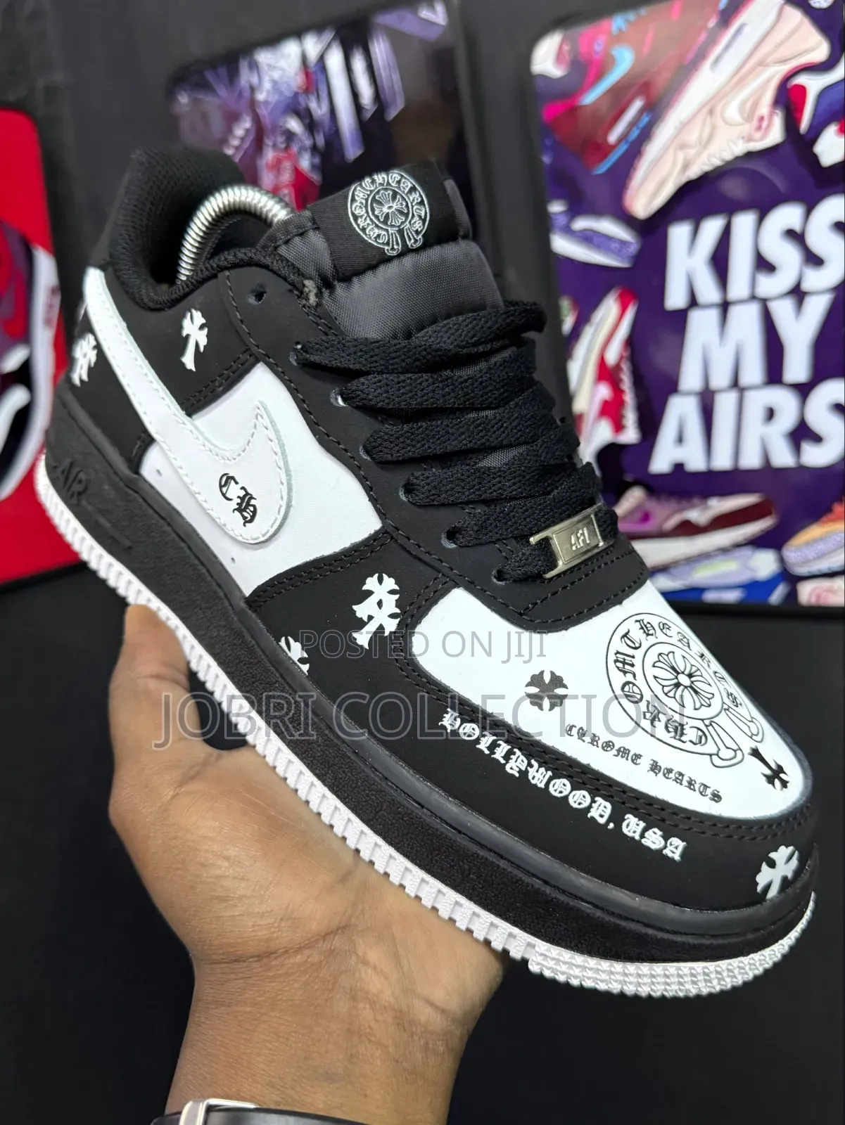 Black Nike Airforce One Chrome Hearts Sneakers