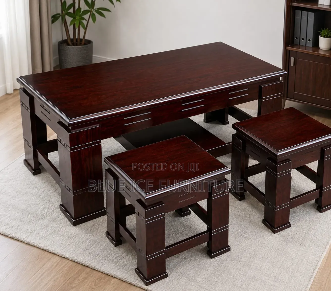 Wooden Coffee Table Set With 2 Matching Side Tables