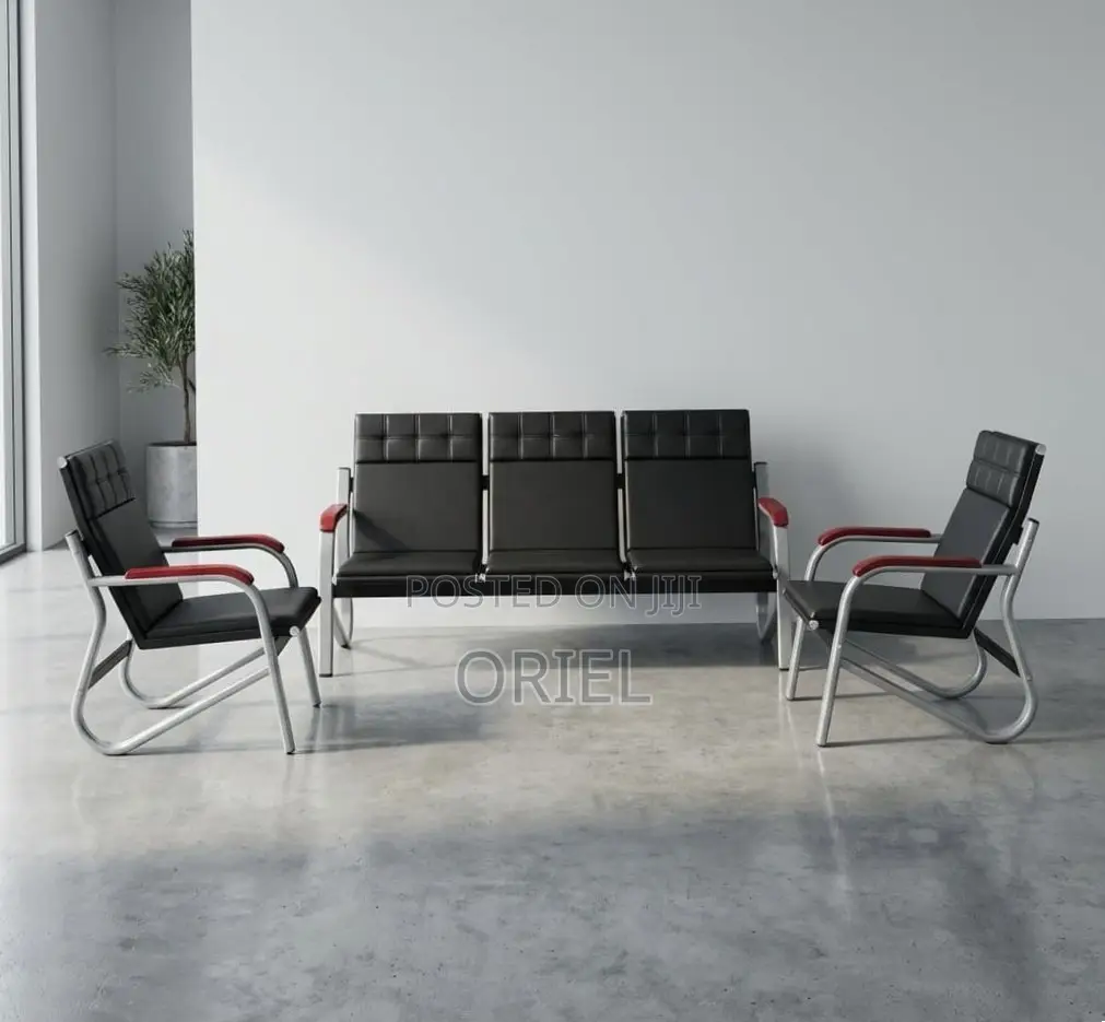 Office Sofa : Five Seater Reception Waiting Padded Sofa Set