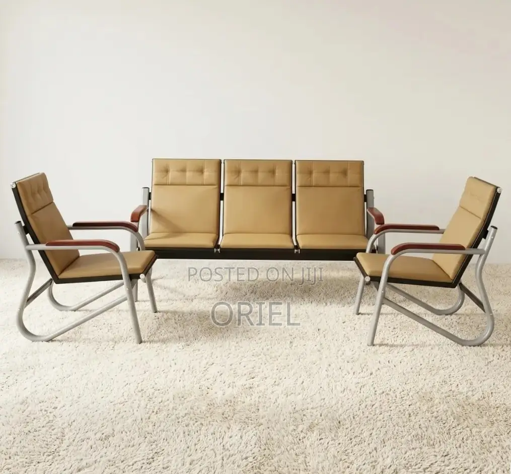 Office Sofa : Five Seater Reception Waiting Padded Sofa Set