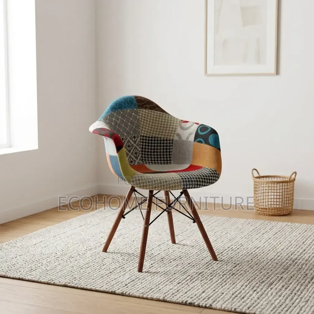 Visitor Chair – Modern Patchwork Fabric Reception Chair