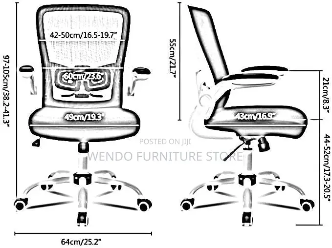 Office Chairs; Fabric Cushioned Mid Backrest Ergonomic Chair