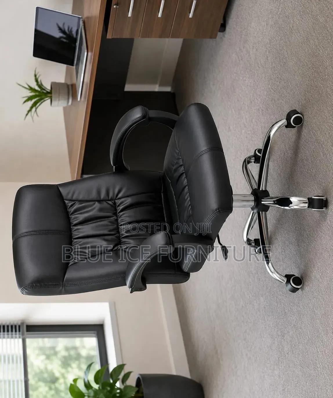 Black Leather High Back Ergonomic Chair