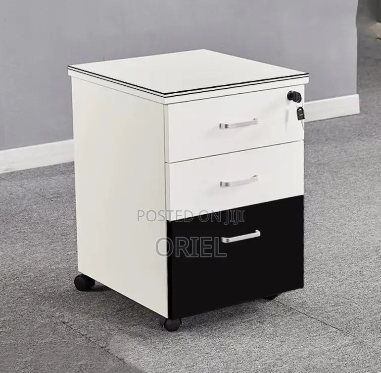 Office Cabinet : 3-Drawer Wooden Mobile Pedestal Cabinet With Key Lock
