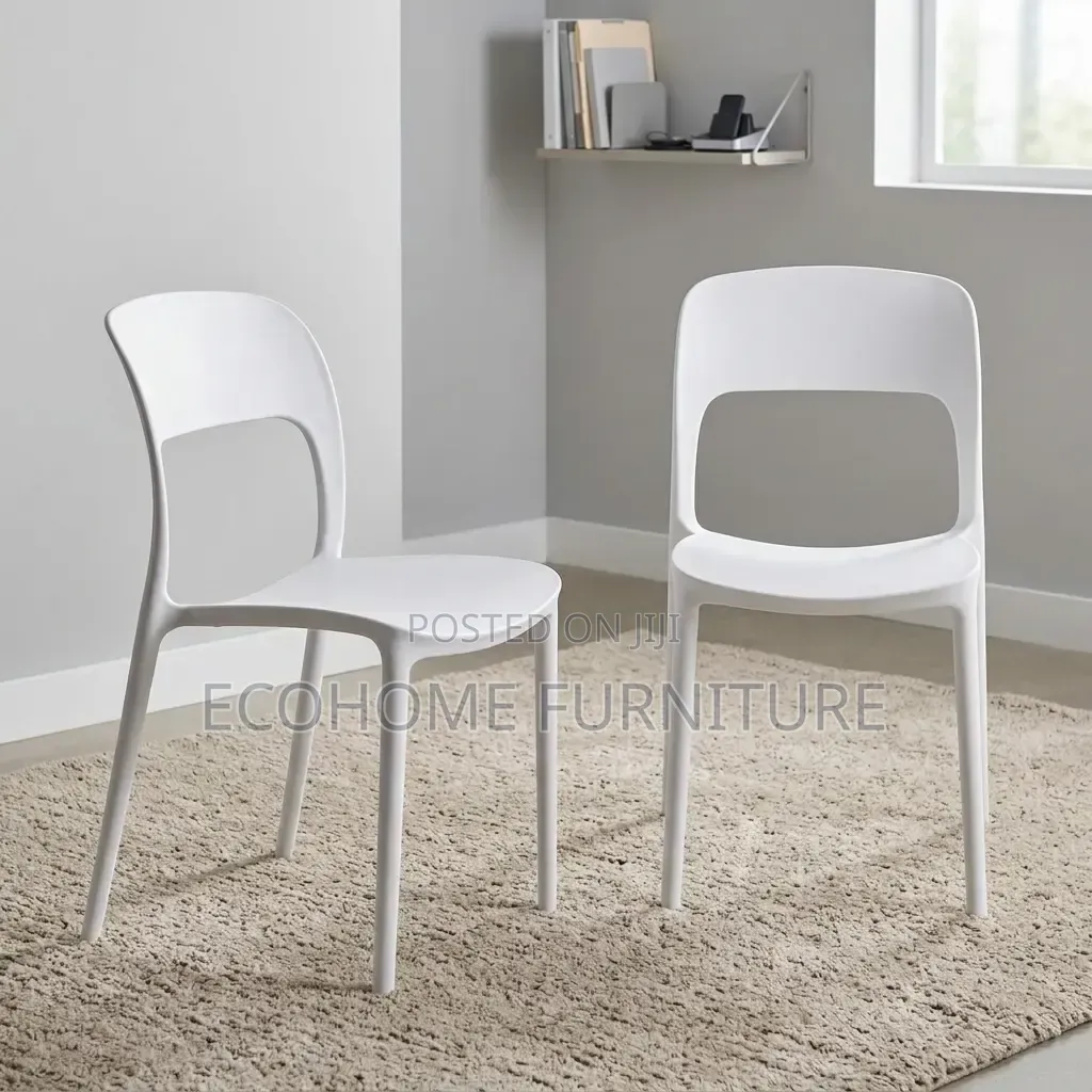 Plastic Chair – White Stackable Office Dining Chair