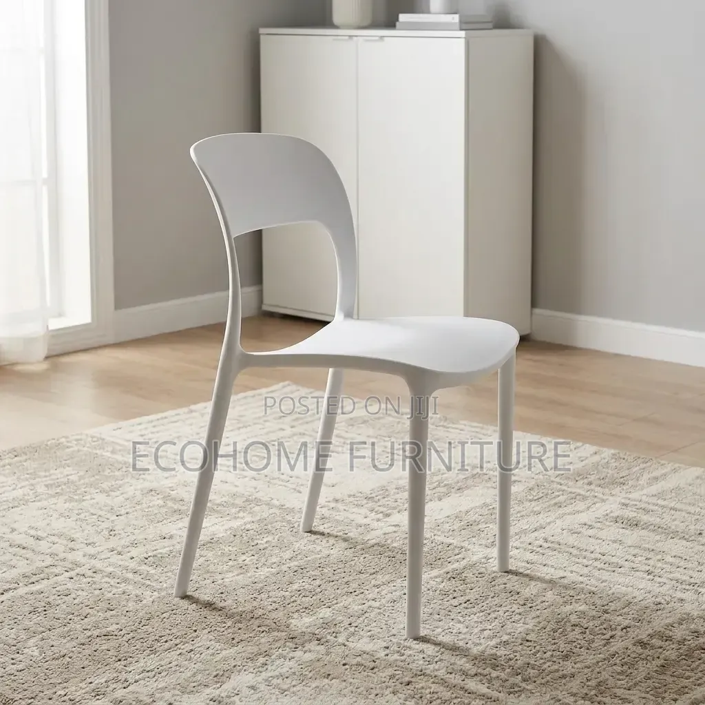 Plastic Chair – White Stackable Office Dining Chair