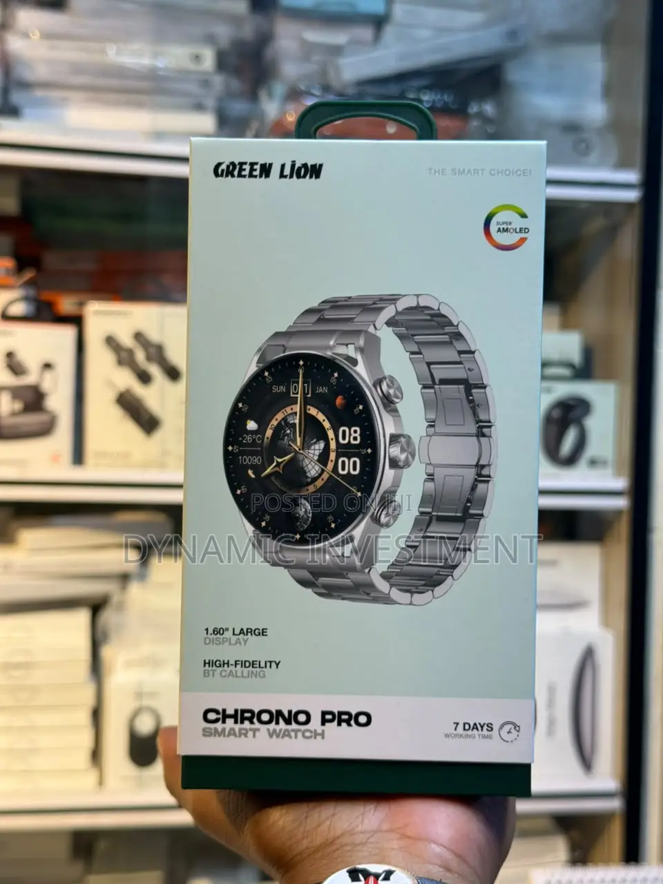 Green Lion Chrono Pro Smart Watch With 1.6" AMOLED Display 1000nits