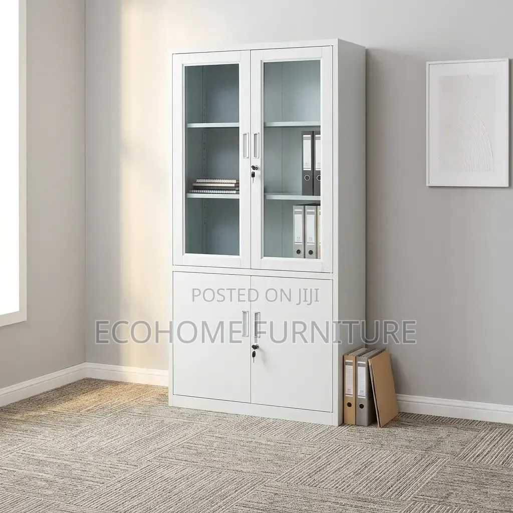 Office Storage Cabinet – 2 Door Steel Filing Cabinet With Glass Panels