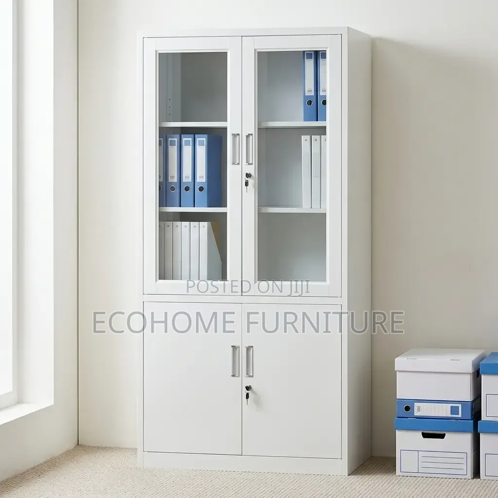 Office Storage Cabinet – 2 Door Steel Filing Cabinet With Glass Panels
