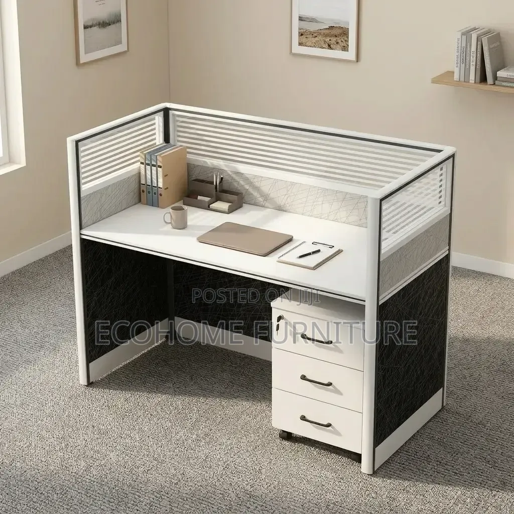 Office Workstation – 1Seater Partitioned Desk With Drawers