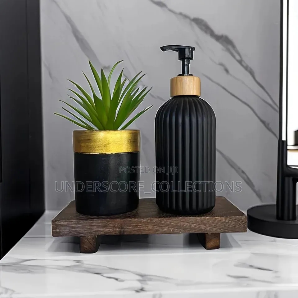 Black and Gold Tip Glass Liquid Dispenser Container