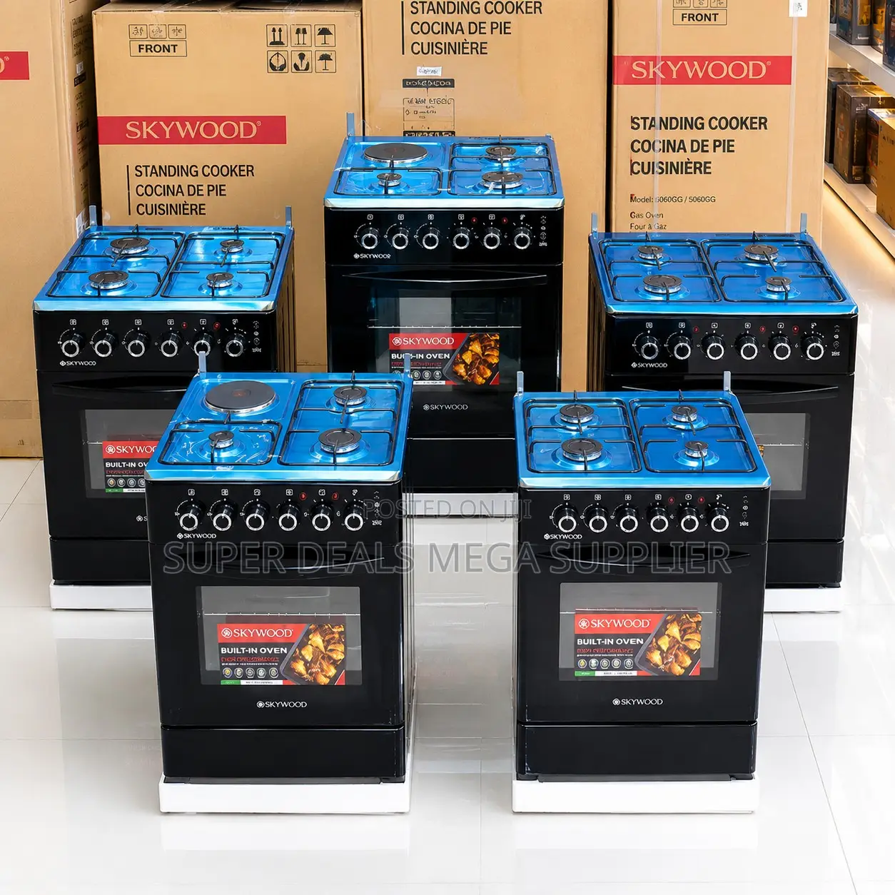 Low Prices Metal Knobs 3 Gas Burners +1 Electric Free Standing Cookers