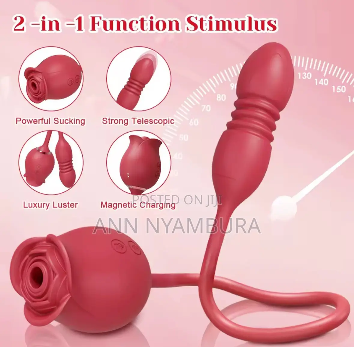 2in1 Rose Dildo Vibrating Stimulation Clitoral Sucking Toy
