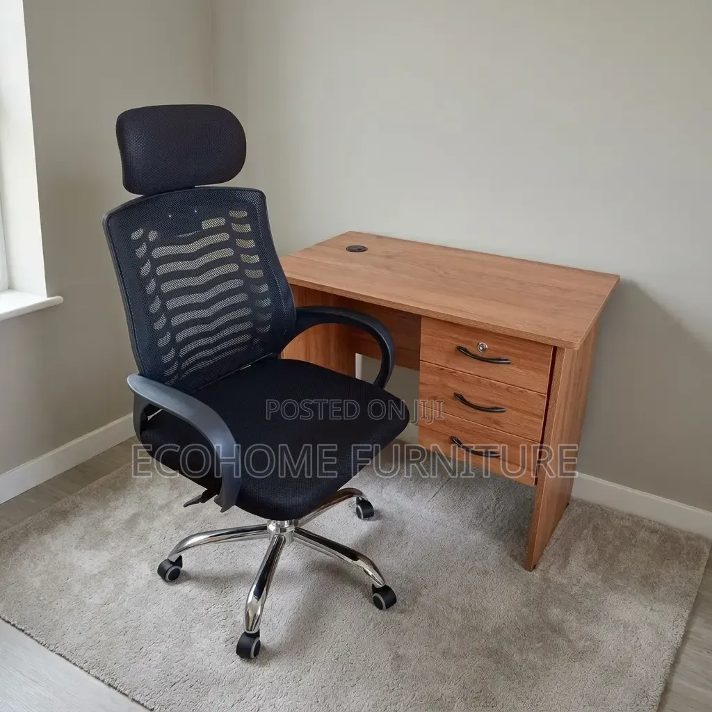 Office Chair and Desk – High Back Mesh Chair With Headrest