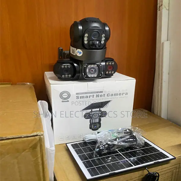 12MP PTZ Rotating Triple Lens Screens Outdoor Security Solar CCTV Cam