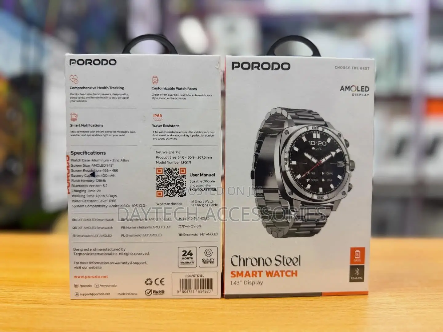 Porodo Chrono Steel Smart Watch - Silver