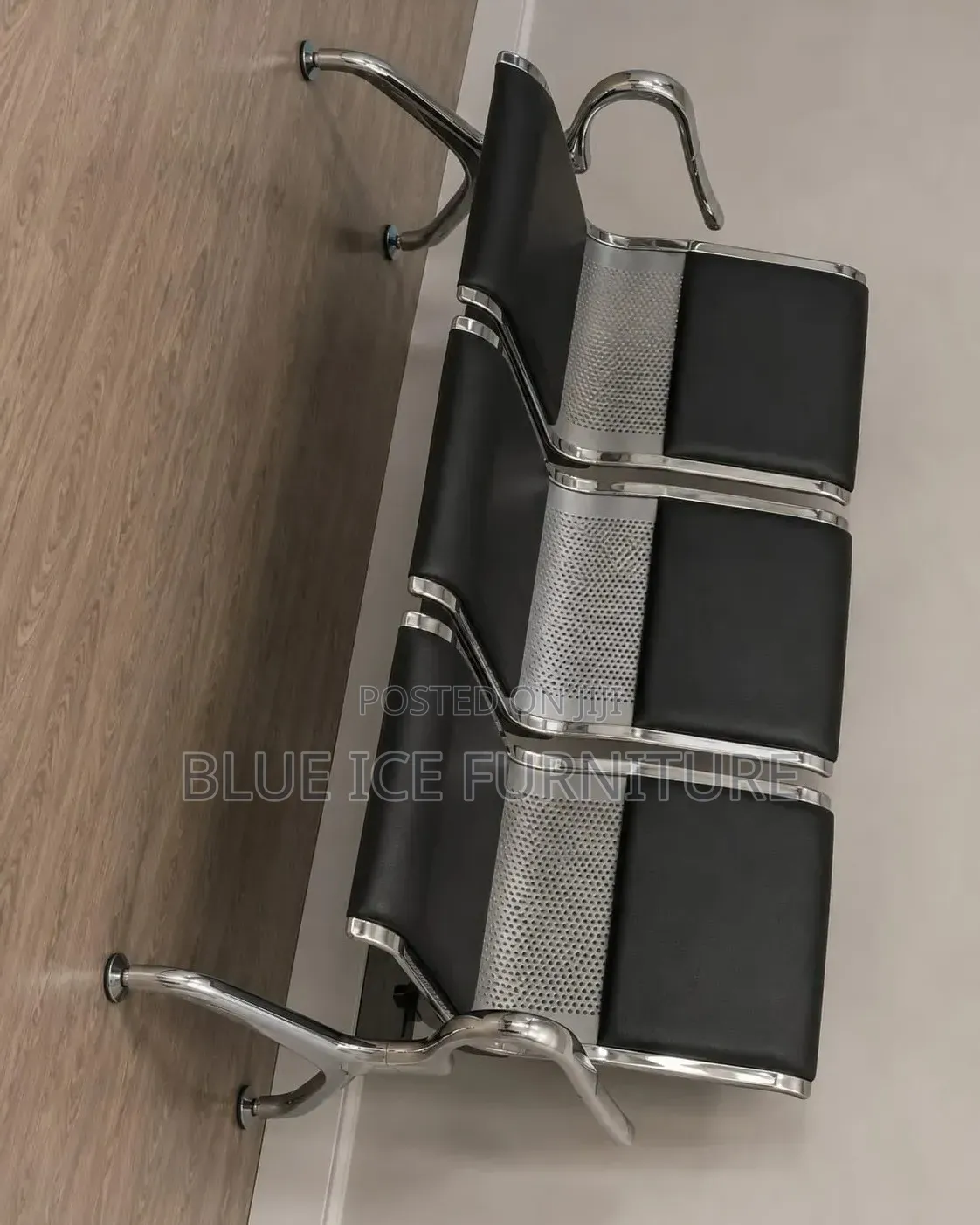 3-Seater Office Waiting Bench With Mesh Backrest Chrome Frame