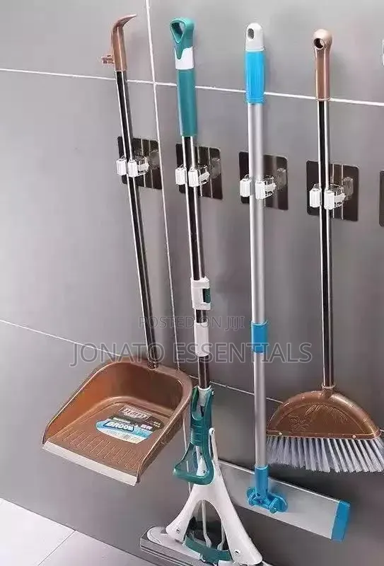 4Pcs Wall Mounted Mop and Broom Holder Clip Organizer