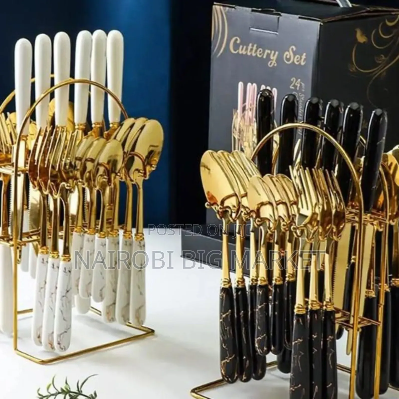 24 PCS Marble Cutlery Set