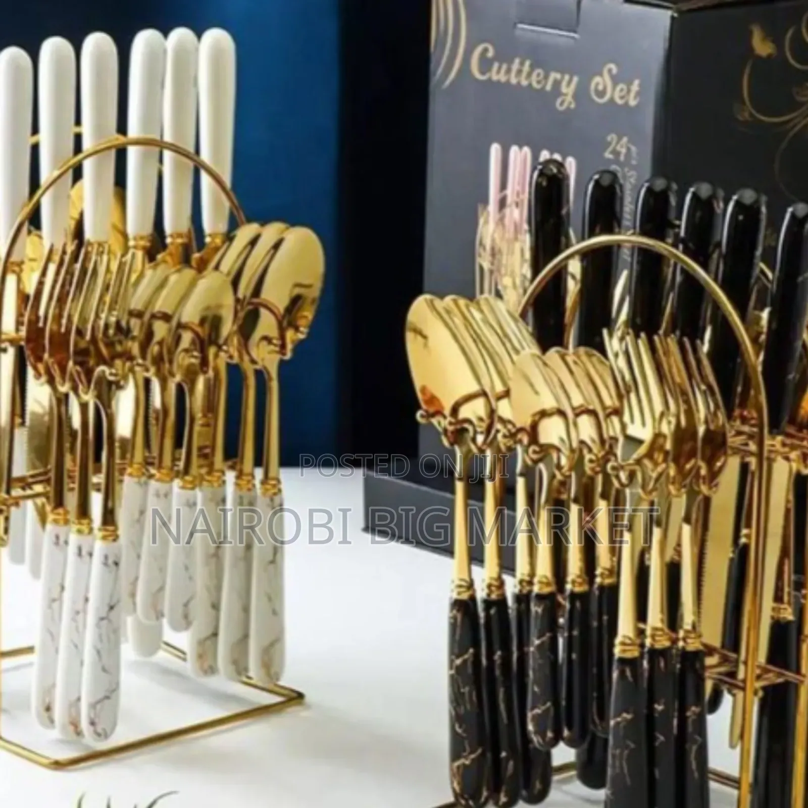 24 PCS Marble Cutlery Set