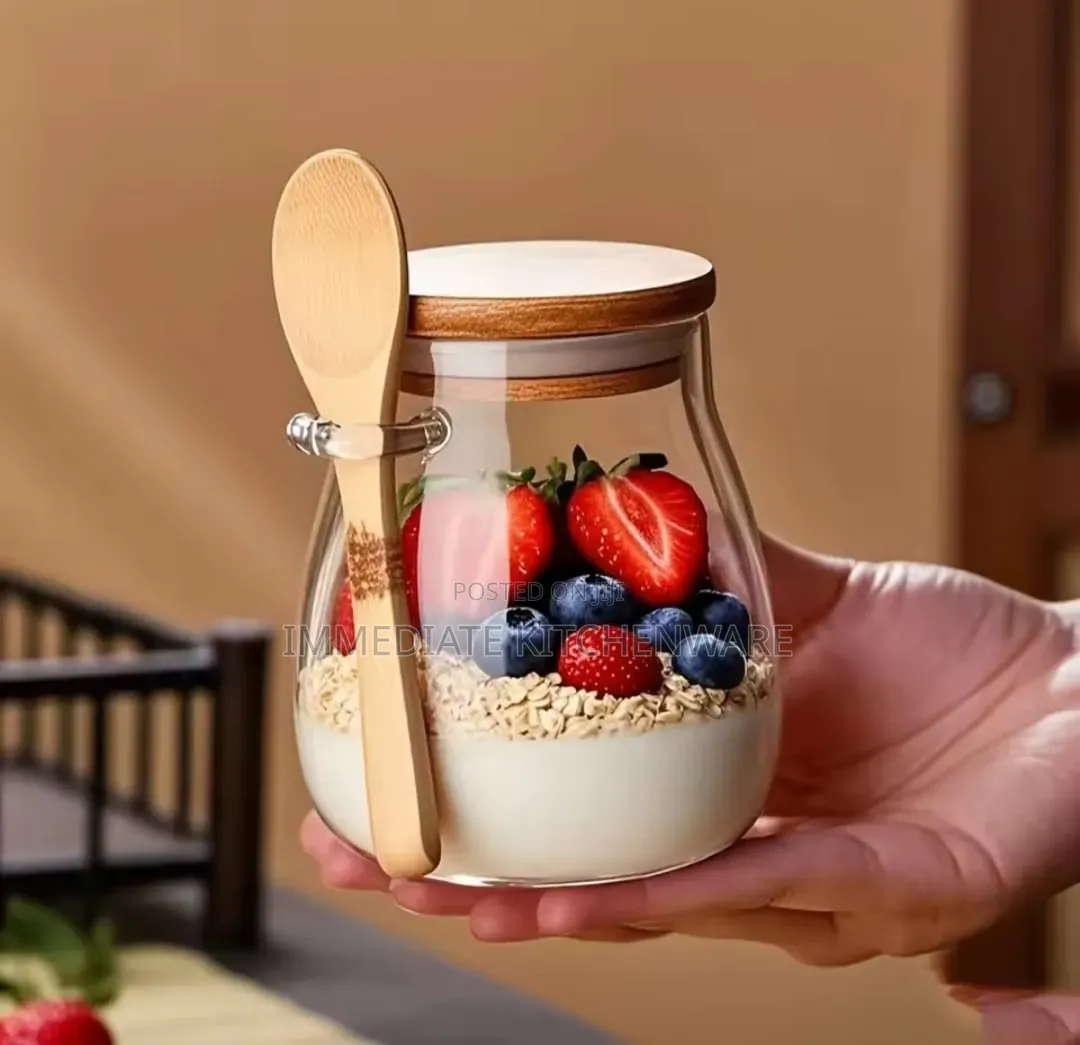 Glass Storage Canisters With Bamboo Spoon Airtight Lid