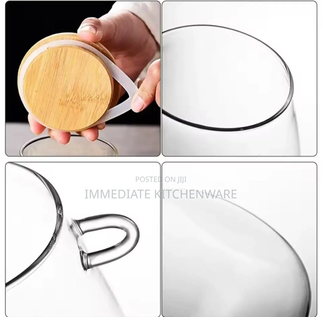 Glass Storage Canisters With Bamboo Spoon Airtight Lid