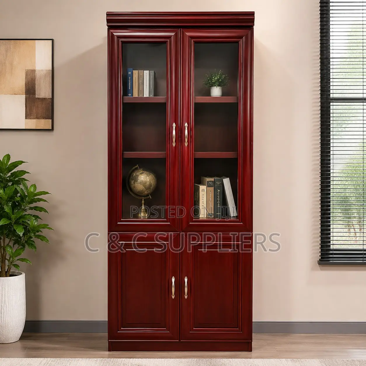 2-Door Mahogany File Executive Cabinet.