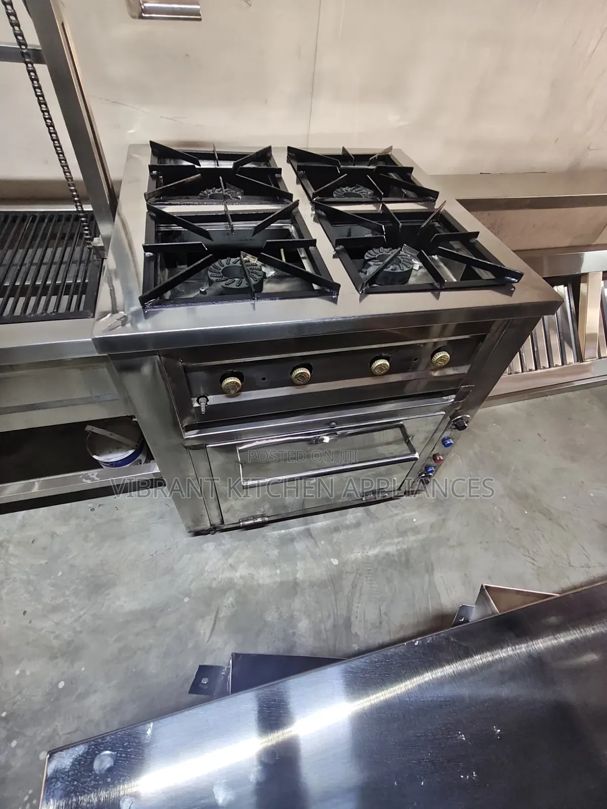 4 Burner Stainless Steel Commercial Cooker With Electric Oven