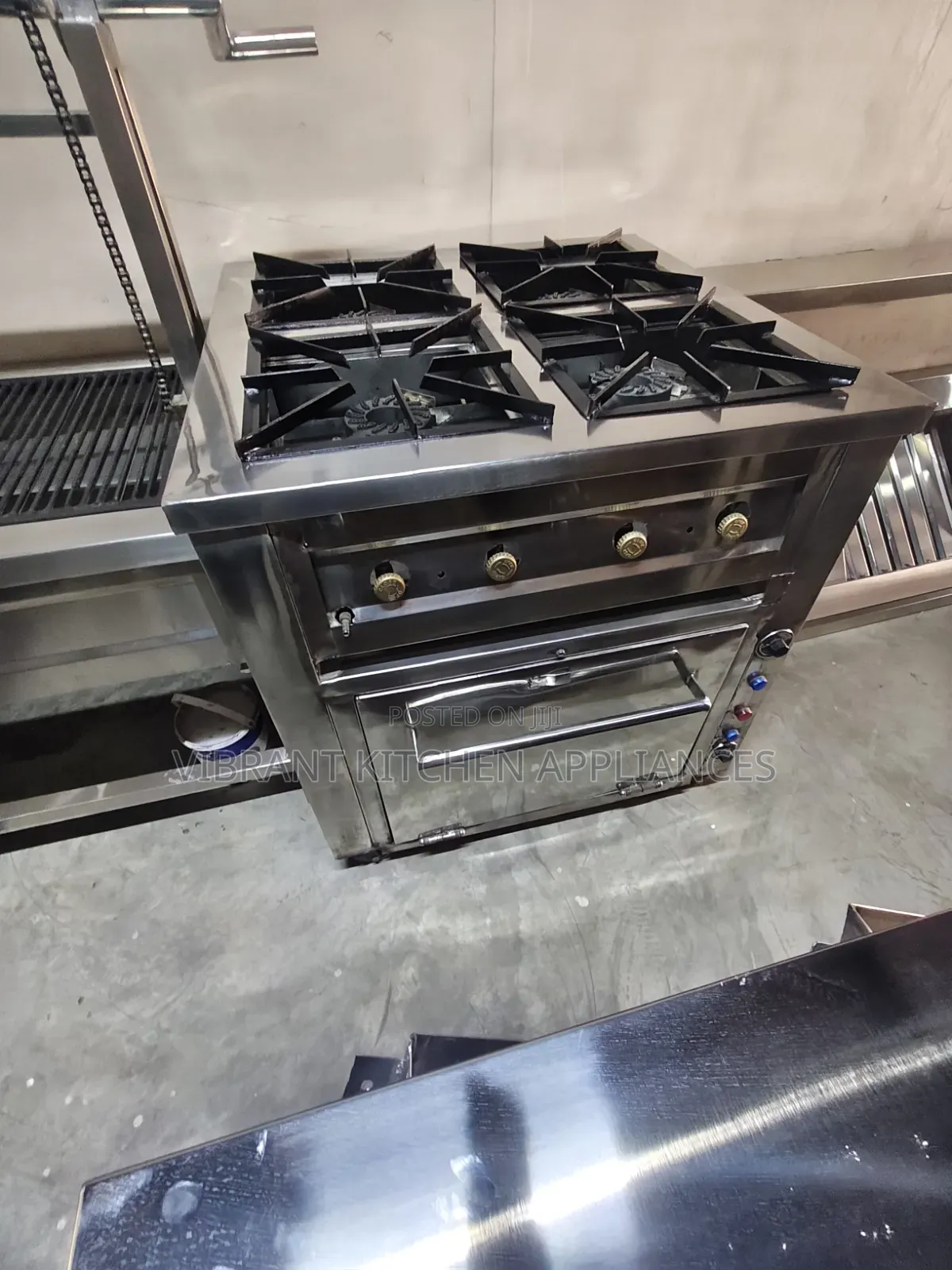 4 Burner Stainless Steel Commercial Cooker With Electric Oven