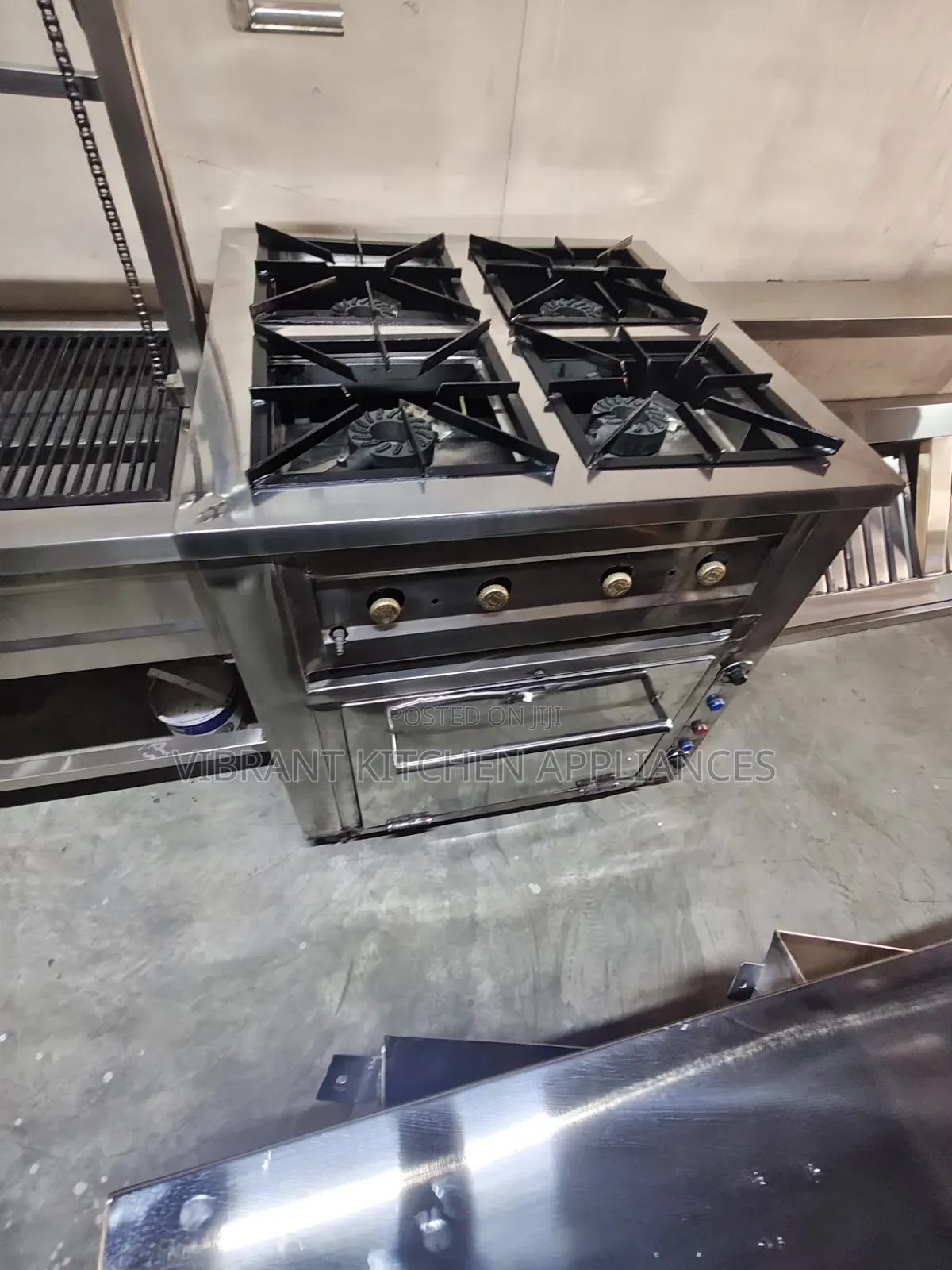 4 Burner Stainless Steel Commercial Cooker With Electric Oven