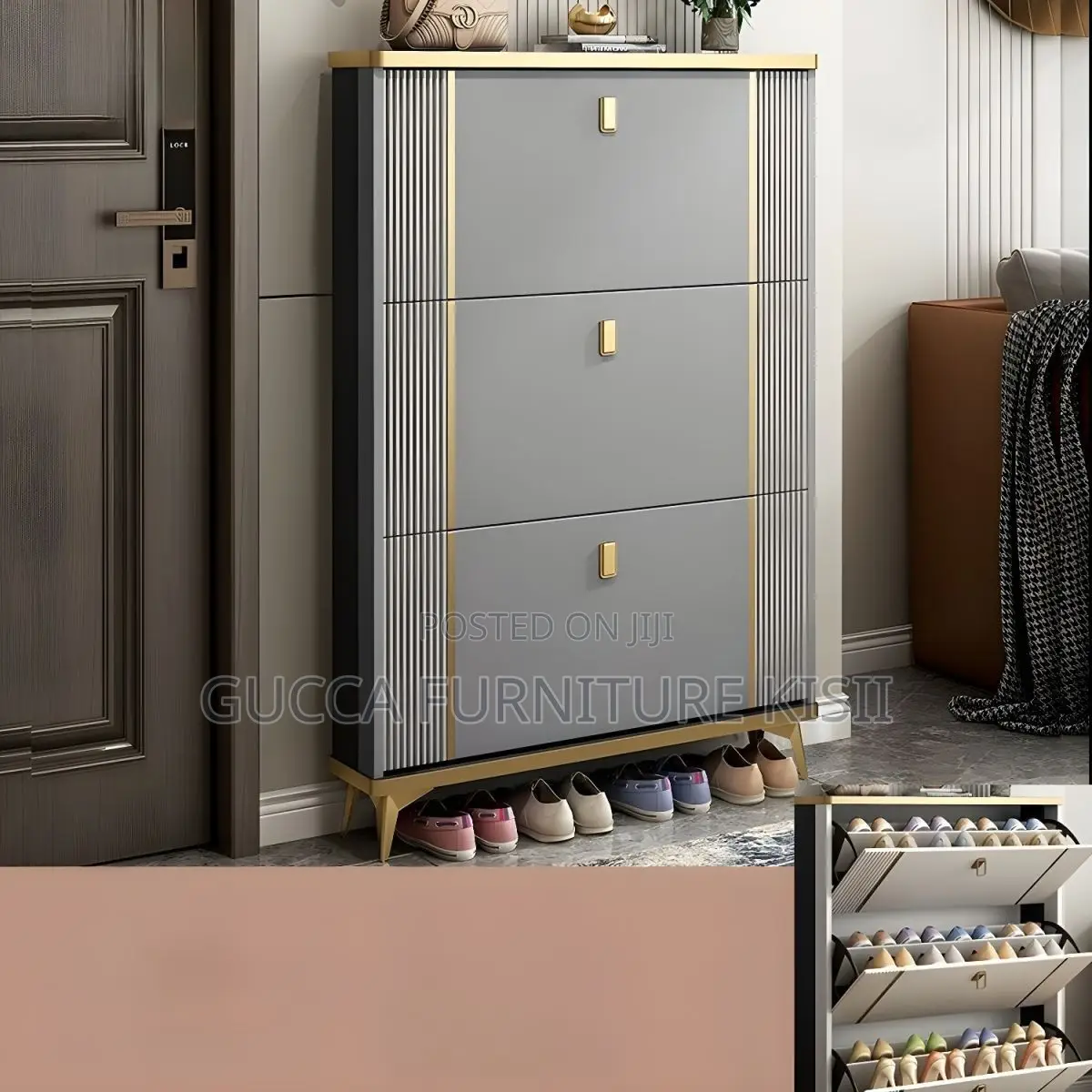 Shoe Rack; 3-Drawer Modern Shoe Rack Storage