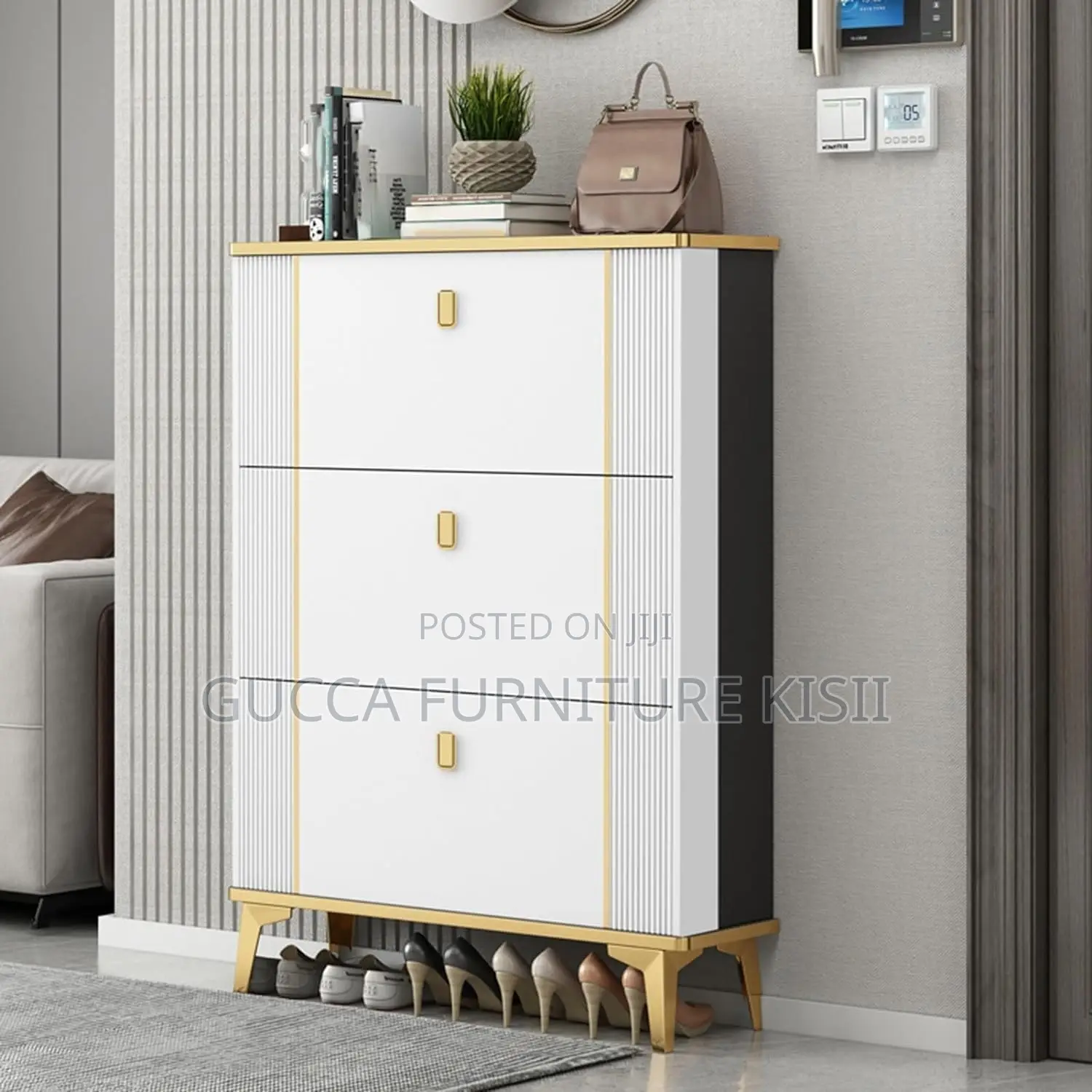 Shoe Rack; 3-Drawer Modern Shoe Rack Storage