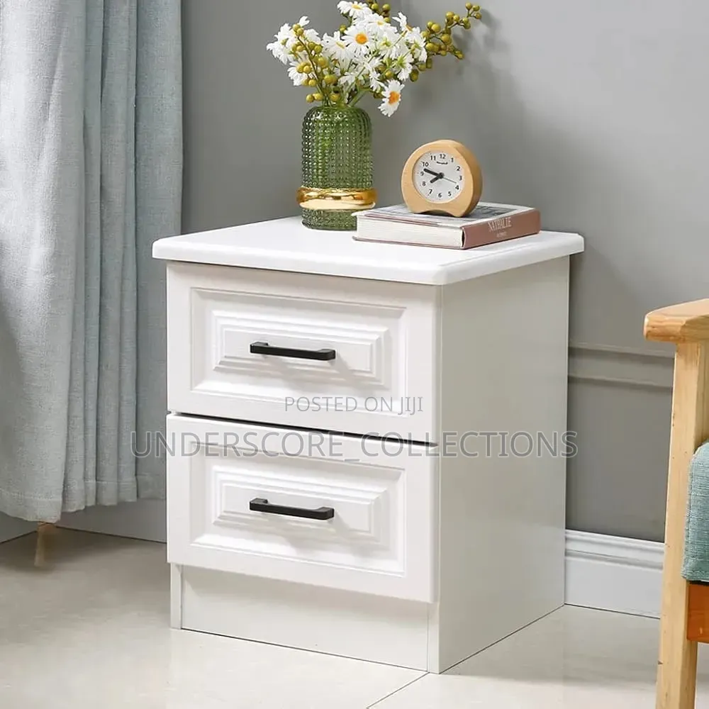 Executive White Bedside Table