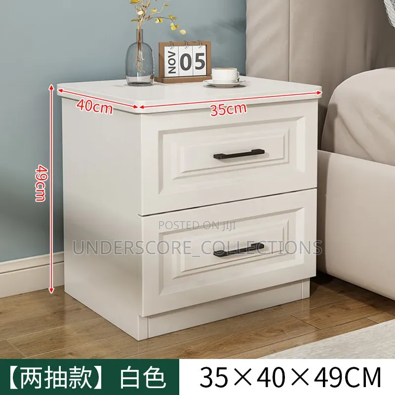 Executive White Bedside Table