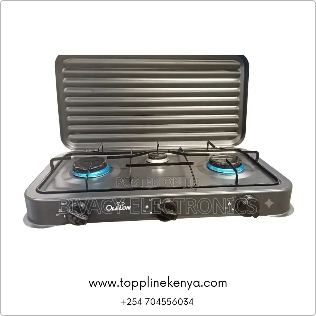 Olelon 3 Burner Gas Stove Cooker With Cover Lid