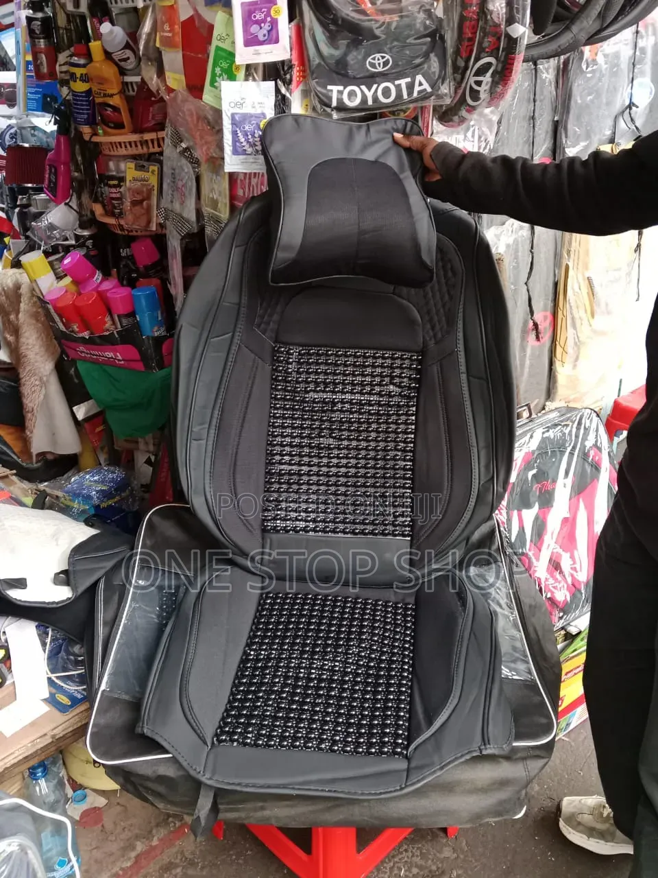Black Faux Leather Bolstering With Diamond Quilted Panel Seat Covers