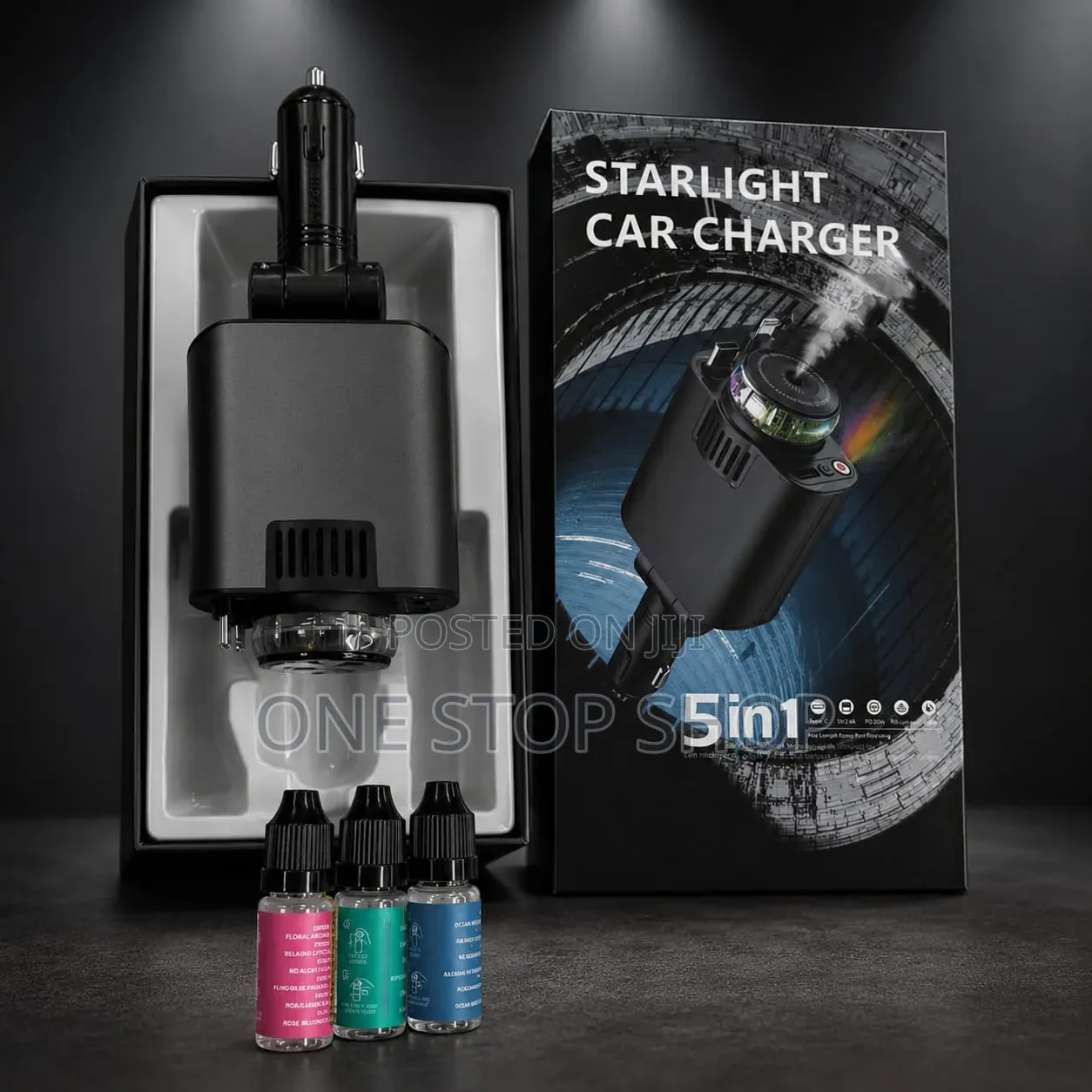 5in1 Car Charger With Retractable Cables,starlight Projector,diffuser