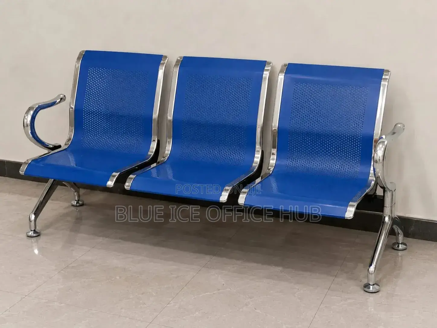 Blue 3-Seater Reception Bench
