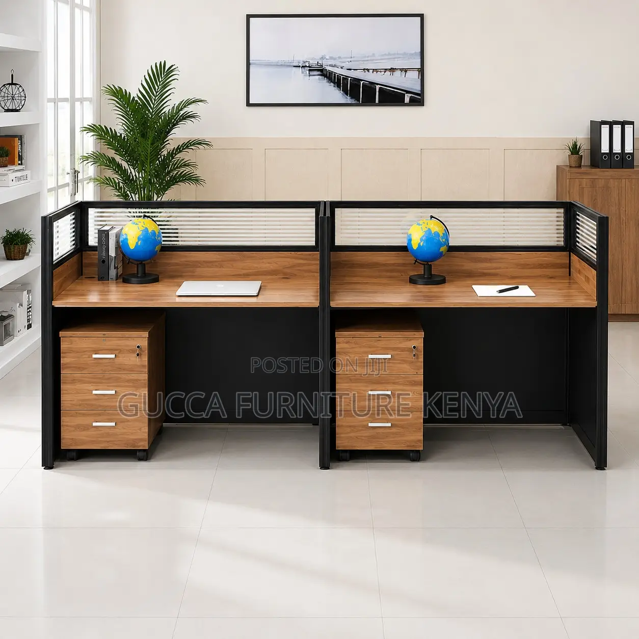 2-Seater Brown Modern Workstation.