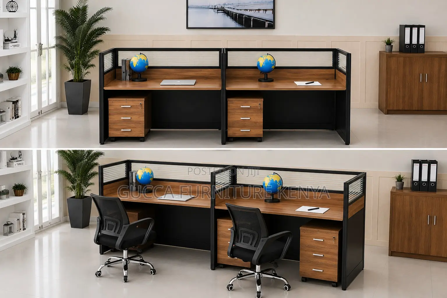 2-Seater Brown Modern Workstation.