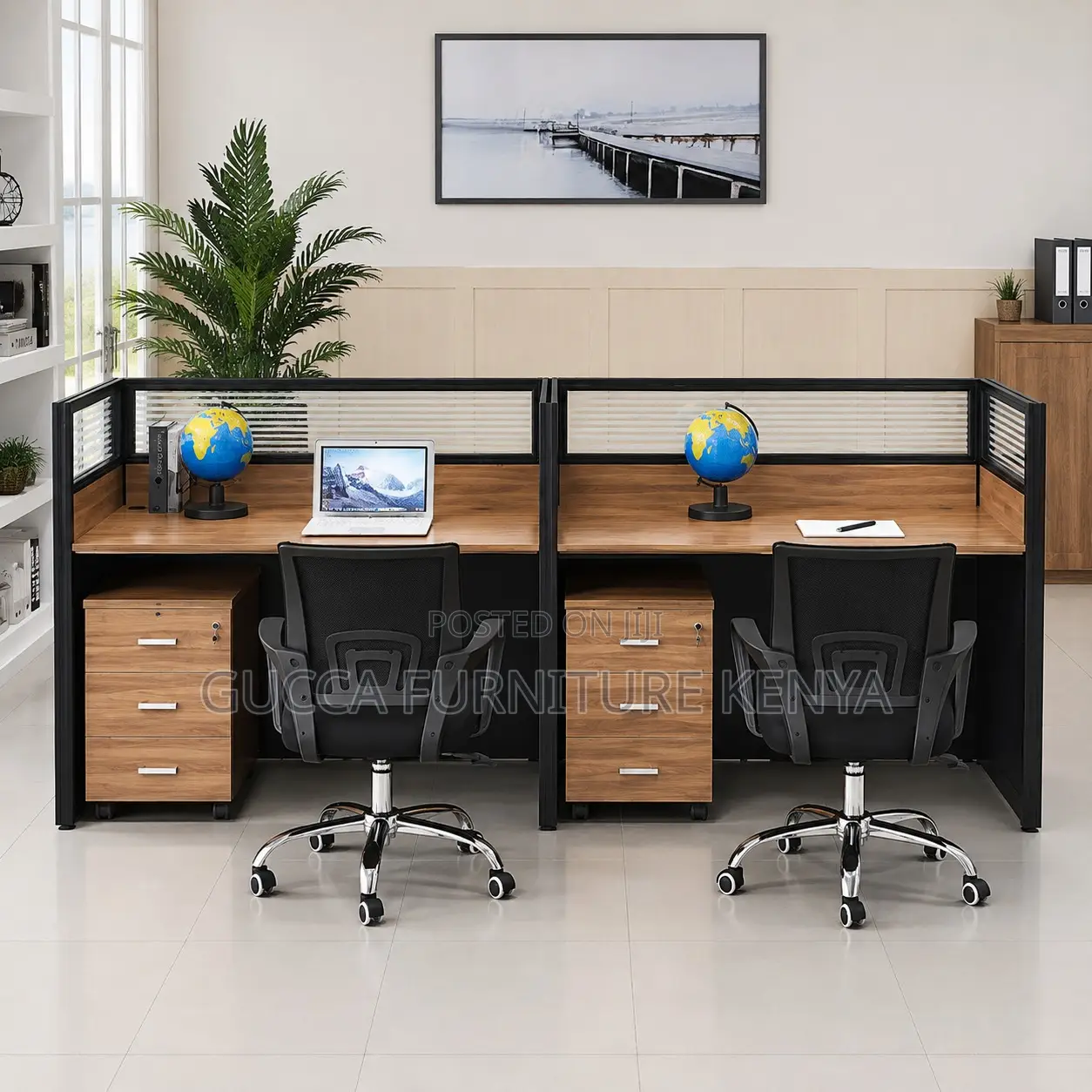 2-Seater Brown Modern Workstation.