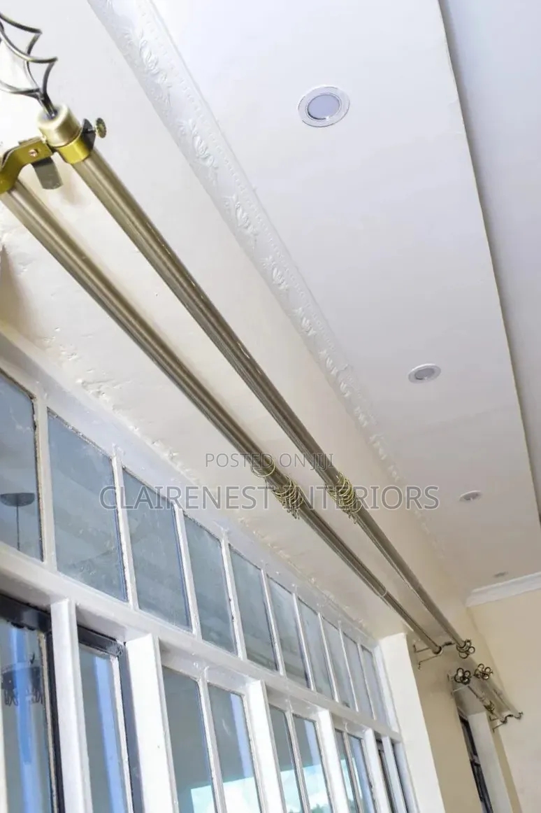 4m Wide Double Gold Adjustable Window Curtain Rods