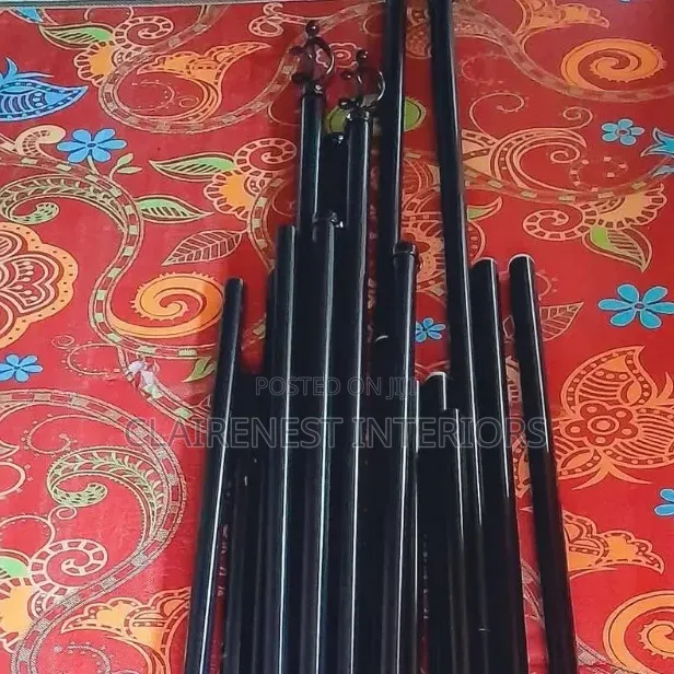 3m Double Black Adjustable Window Curtain Rods